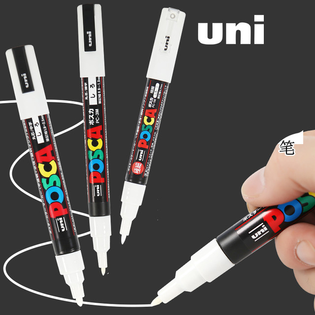 Japan UNI POSCA White Highlighter pen Acrylic Marker Hand-painted Diy  Acrylic Paint Black Card White Marker - AliExpress